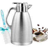 SSAWcasa 61oz Coffee Carafe for Keeping Hot,Stainless Steel Insulated Vacuum Coffee Thermos Urn,Thermal Flask Pot,Coffee Dispenser,Keep 12 Hours Hot,24 Hours Cold (Silver)